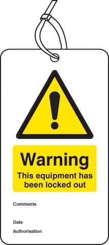 Warning Equipment is Locked Out Double Sided Safety Tags - Pack of 10 | 80mm x 150mm | Matt PVC