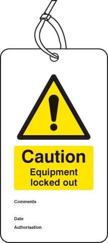 Caution Equipment Locked Out Double Sided Safety Tags - Pack of 10 | 80mm x 150mm | Matt PVC