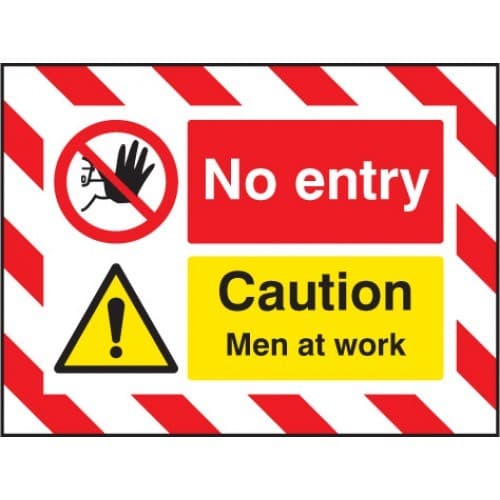 No Entry - Caution Men At Work - Door Screen Sign | 600mm x 450mm | Flexible PVC
