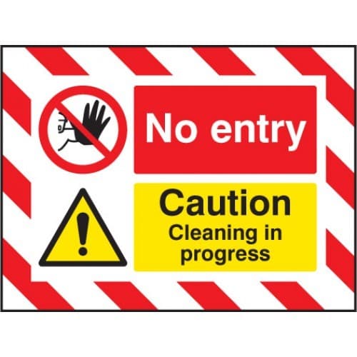 No Entry - Caution Cleaning In Progress - Door Screen Sign | 600mm x 450mm | Flexible PVC