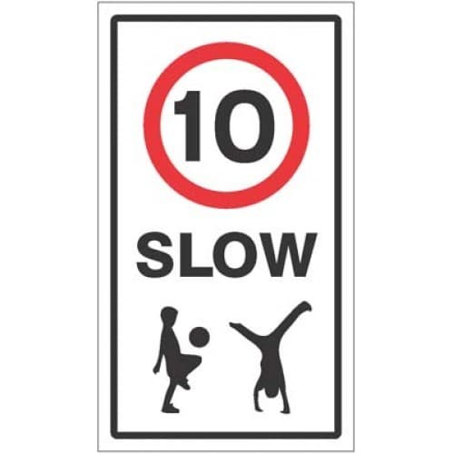 Slow 10mph Signs | 400mm x 700mm | Class R2 Reflective on 3mm Aluminium Composite c/w Channelling