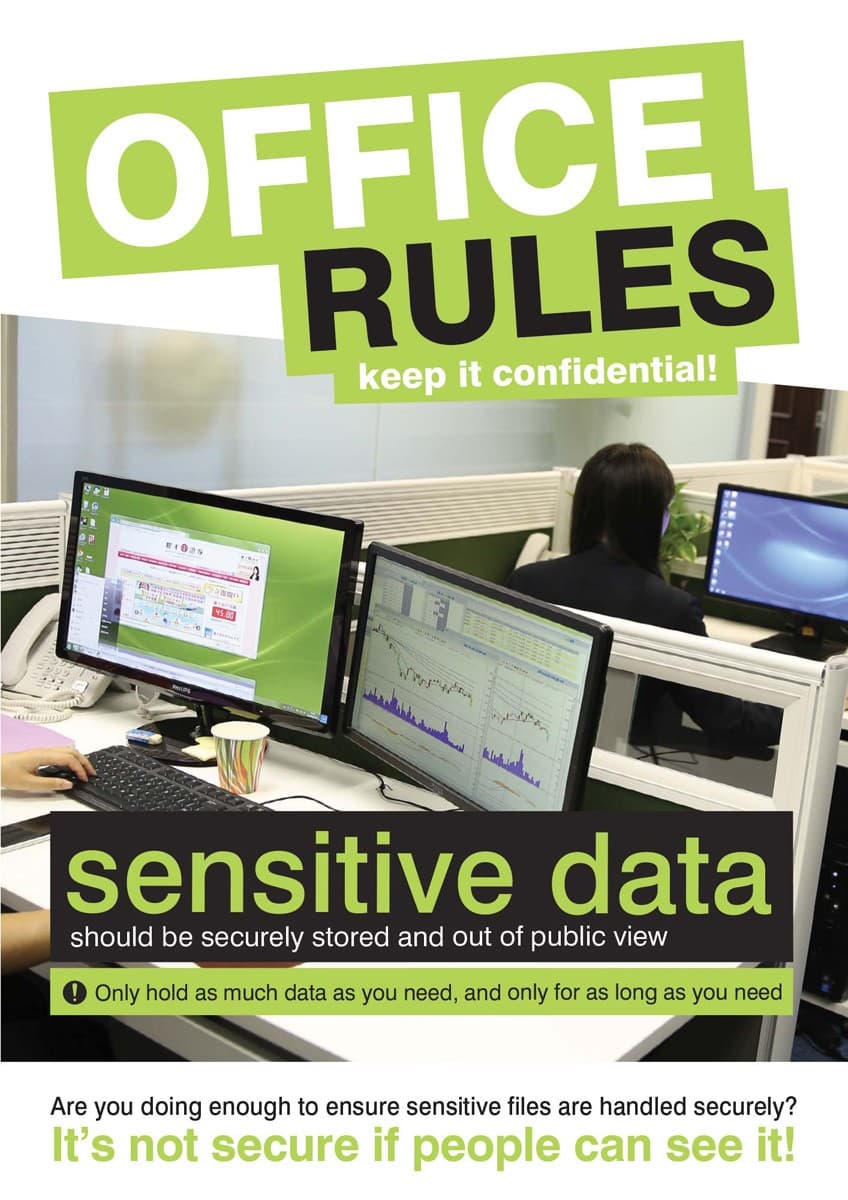 Data Security Poster - Office Rules | 420mm x 594mm | Synthetic Paper