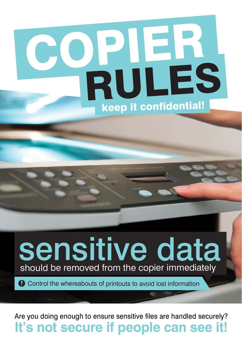 Data Security Poster - Copier Rules | 420mm x 594mm | Synthetic Paper