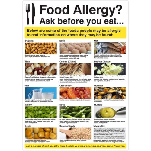 Food Allergy Poster | 420mm x 594mm | Synthetic Paper