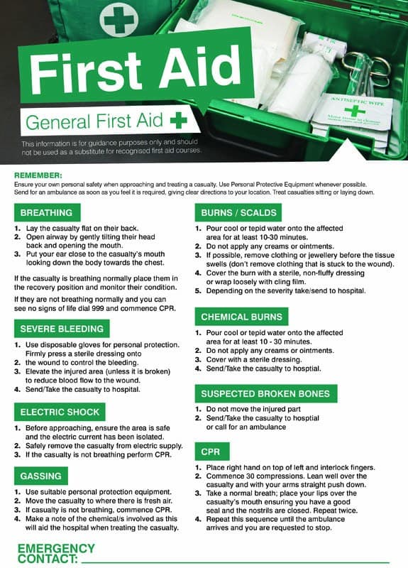 First Aid Workplace Poster | 420mm x 594mm | Synthetic Paper