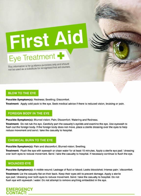 First Aid Eye Treatment Poster | 420mm x 594mm | Synthetic Paper