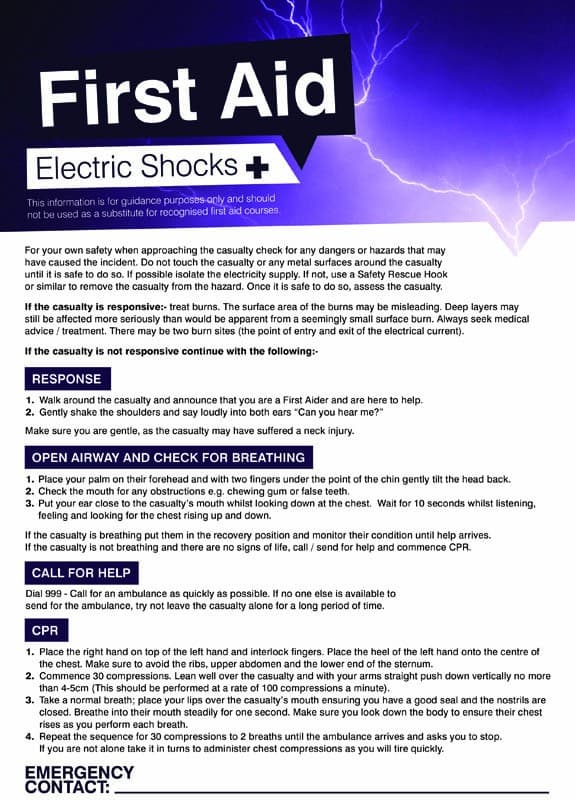 First Aid Electric Shocks Poster | 420mm x 594mm | Synthetic Paper