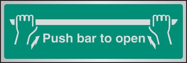 Push Bar To Open Sign | 300mm x 100mm | Brushed Aluminium (Prestige)