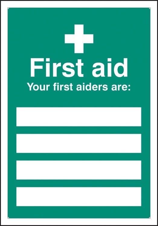 First Aiders Are (Space for 4) Adapt-a-Sign | 215mm x 310mm | 3mm PVC
