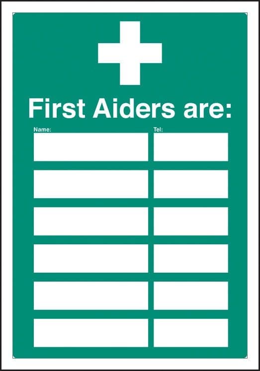 First Aiders Are (Space for 6) Adapt-a-Sign | 215mm x 310mm | 3mm PVC