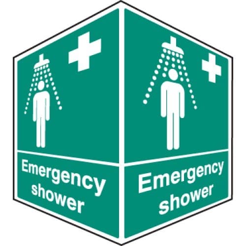 Emergency Shower - Projecting Safety Signs | 150mm x 200mm | Rigid Plastic