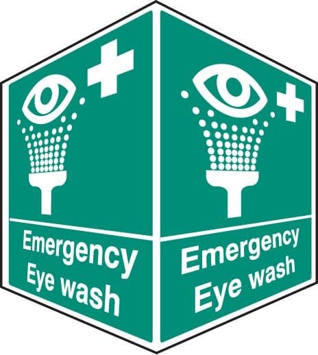 Emergency Eye Wash - Projecting Safety Signs | 150mm x 200mm | Rigid Plastic