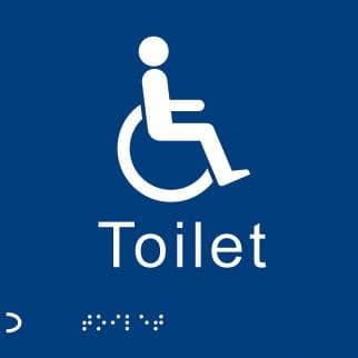 Braille - Disabled Toilet Signs | 150mm x 150mm | 1.5mm PVC with Self Adhesive Backing