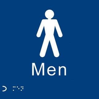 Braille - Men Signs | 150mm x 150mm | 1.5mm PVC with Self Adhesive Backing