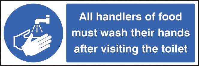 Handlers of Food Must Wash Hands After Toilet Safety Signs