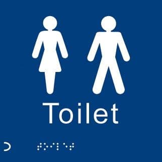 Braille - Unisex Toilet Signs | 150mm x 150mm | 1.5mm PVC with Self Adhesive Backing