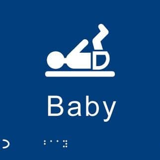 Braille - Baby Changing Signs | 150mm x 150mm | 1.5mm PVC with Self Adhesive Backing