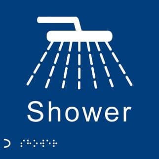 Braille - Shower Signs | 150mm x 150mm | 1.5mm PVC with Self Adhesive Backing