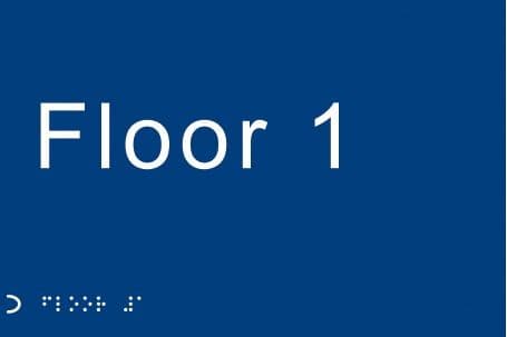 Braille - Floor 1 Signs | 225mm x 150mm | 1.5mm PVC with Self Adhesive Backing