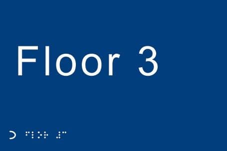 Braille - Floor 3 Signs | 225mm x 150mm | 1.5mm PVC with Self Adhesive Backing
