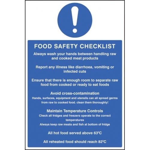 Food Safety Checklist Signs