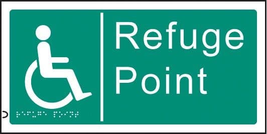 Braille - Refuge Point Signs | 300mm x 150mm | 1.5mm PVC with Self Adhesive Backing