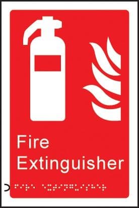 Braille - Fire Extinguisher Signs | 150mm x 225mm | 1.5mm PVC with Self Adhesive Backing
