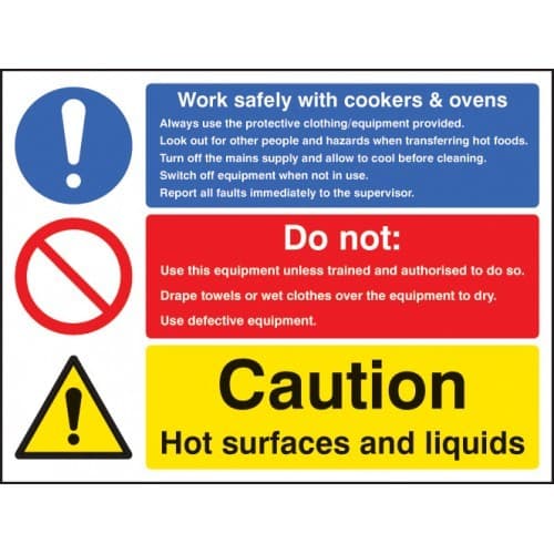 Work Safely with Cookers & Ovens Signs