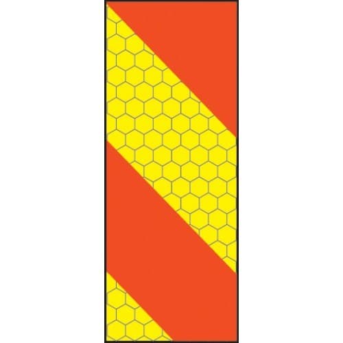 ECE70 Vehicle Marking Plate with Vertical Right Hand Red/Yellow Chevron | 140mm x 300mm | Aluminium