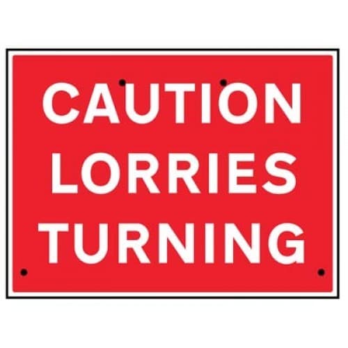 Caution Lorries Turning Re-Flex Temporary Traffic Signs (Class RA1) | 600mm x 450mm