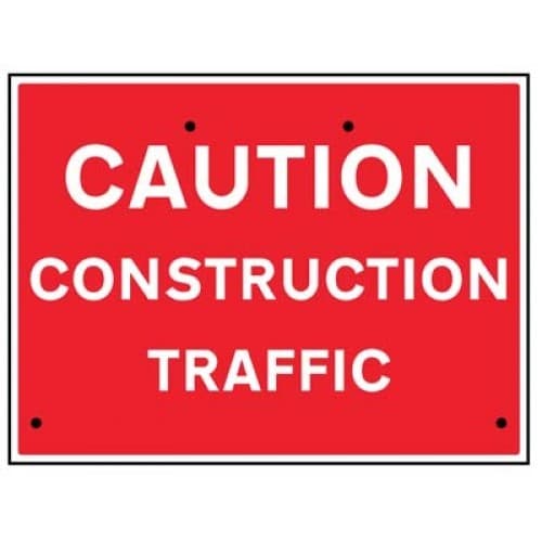 Caution Construction Traffic Re-Flex Temporary Traffic Signs (Class RA1) | 600mm x 450mm