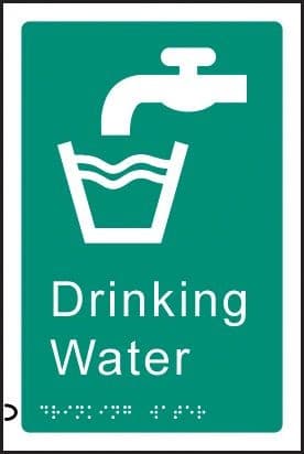 Braille - Drinking Water Signs | 150mm x 225mm | 1.5mm PVC with Self Adhesive Backing