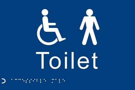 Braille - Toilet Mens/Disabled Signs | 225mm x 150mm | 1.5mm PVC with Self Adhesive Backing