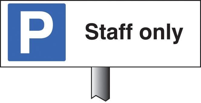 Staff Parking Only Verge Sign with Post | 450mm x 150mm