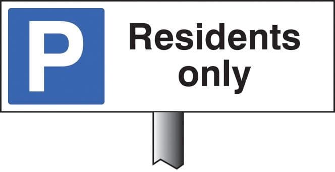 Residents Parking Only Verge Sign with Post | 450mm x 150mm