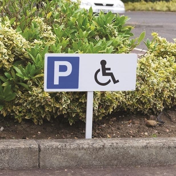 Disabled Parking Symbol Verge Sign with Post | 450mm x 150mm