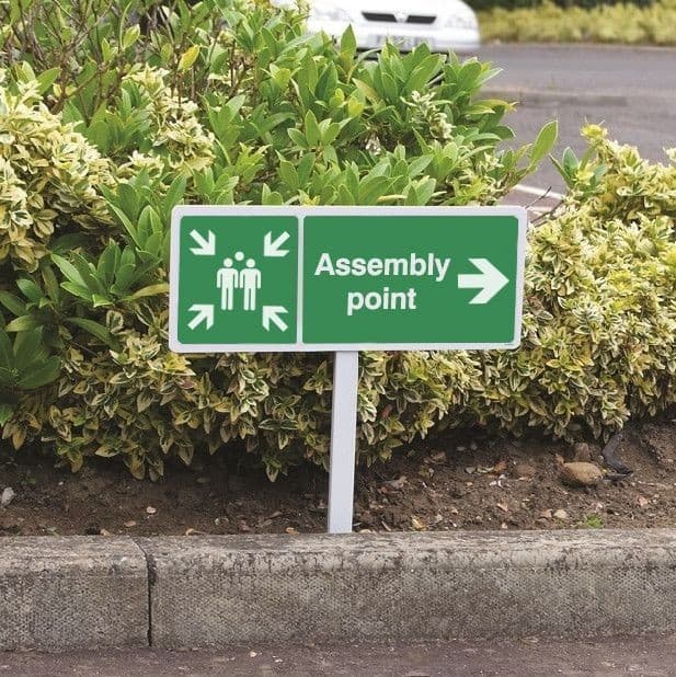 Assembly Point Right Verge Signs with Post | 450mm x 150mm