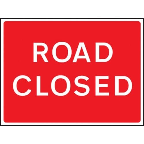 Road Closed Fold-Up Road Sign | 1050mm x 750mm | Reflective PVC