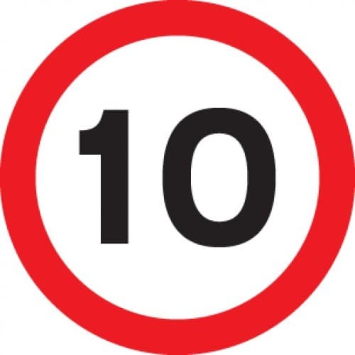 10mph Reflective Traffic Signs | 600mm Diameter | 3mm Aluminium Composite (Class RA1)