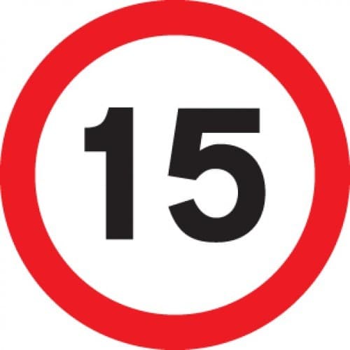 15mph Reflective Traffic Signs | 600mm Diameter | 3mm Aluminium Composite (Class RA1)