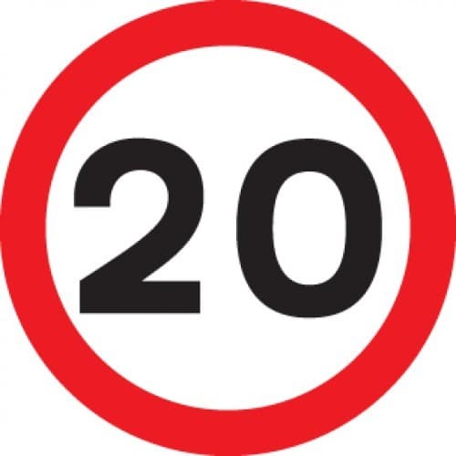 20mph Reflective Traffic Signs | 600mm Diameter | 3mm Aluminium Composite (Class RA1)