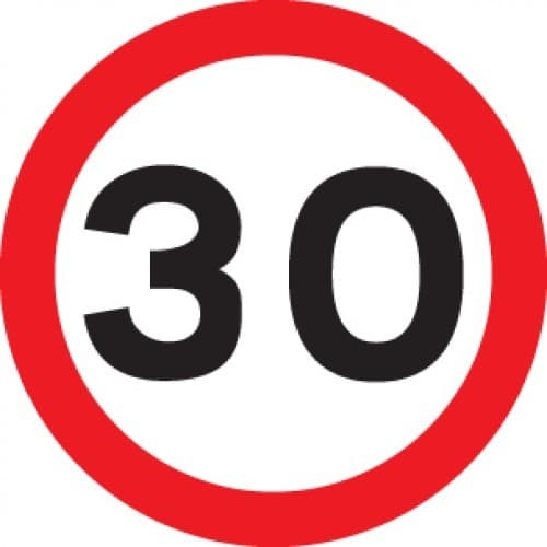 30mph Reflective Traffic Signs | 600mm Diameter | 3mm Aluminium Composite (Class RA1)