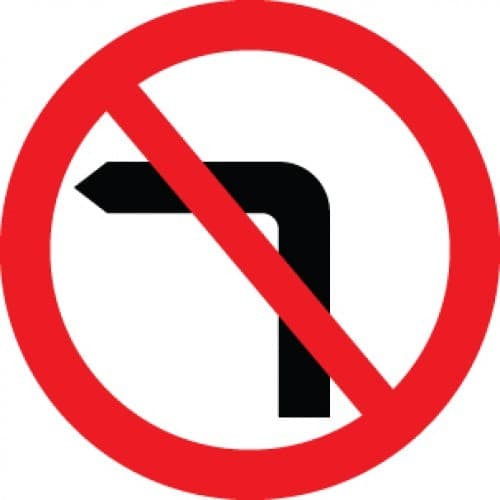 No Left Turn Reflective Traffic Signs | 600mm Diameter | 3mm Aluminium Composite (Class RA1)