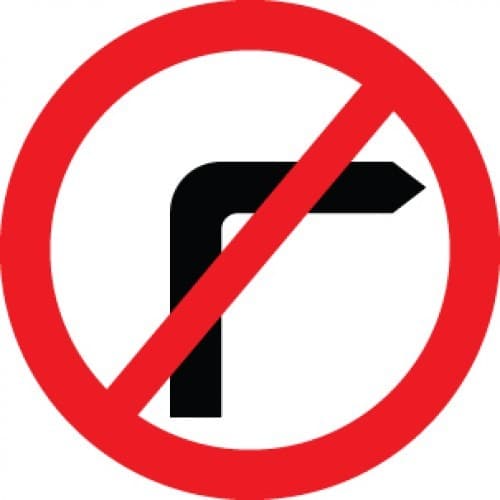 No Right Turn Reflective Traffic Signs | 600mm Diameter | 3mm Aluminium Composite (Class RA1)