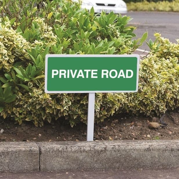 Private Road Verge Signs with Post | 450mm x 150mm