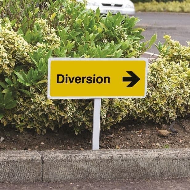 Diversion Right Verge Signs with Post | 450mm x 150mm