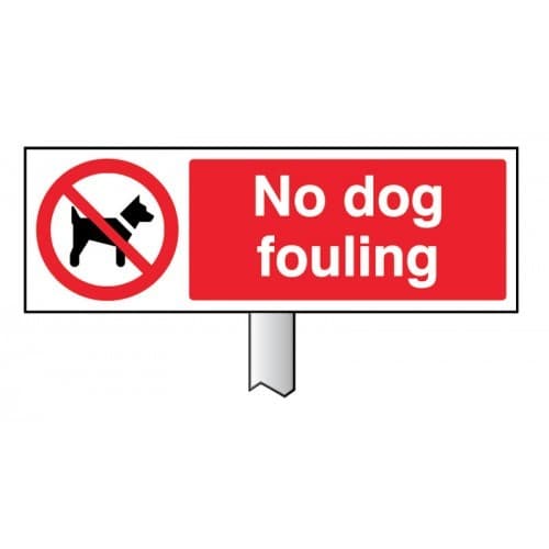 No Dog Fouling Verge Sign with Post | 450mm x 150mm