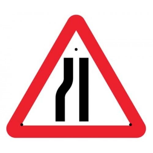 Road Narrowing Left Re-Flex Temporary Traffic Signs (Class RA1) | 750mm Triangle