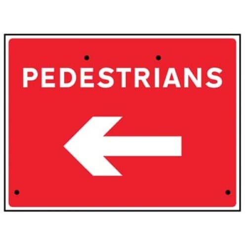 Pedestrians Arrow Left Re-Flex Temporary Traffic Signs (Class RA1) | 600mm x 450mm