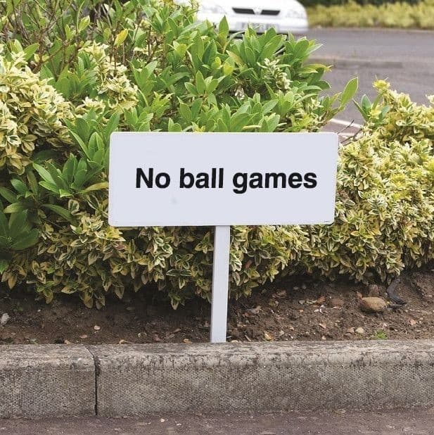 No Ball Games Verge Signs with Post | 450mm x 150mm